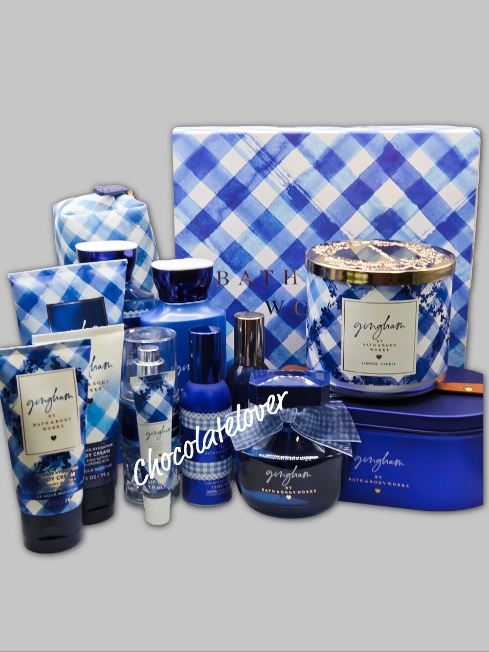 Bath and Body Works Gingham Blue Deluxe Bundle New!!